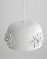 Modern White Resin LED Pendant Light Hand Carved Ceiling Hanging Lamp with Crystals