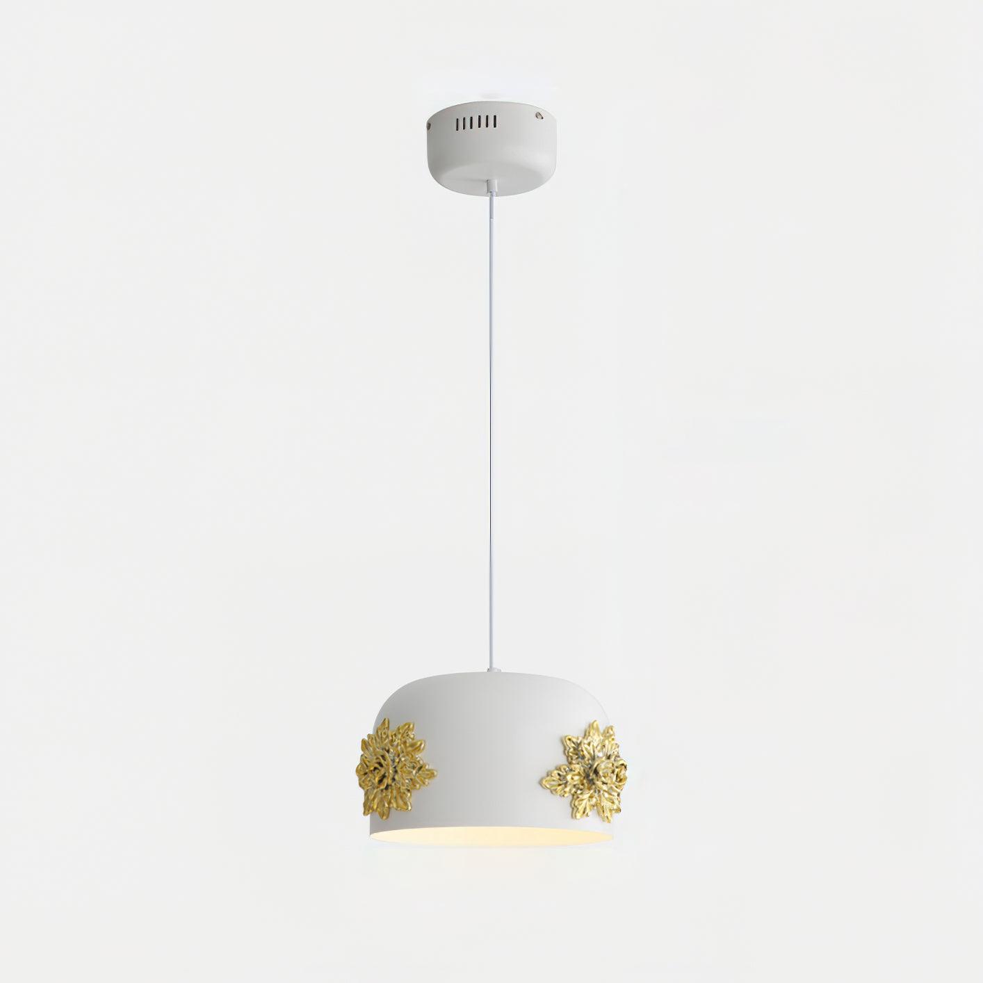 Modern White Resin LED Pendant Light Hand Carved Ceiling Hanging Lamp with Crystals