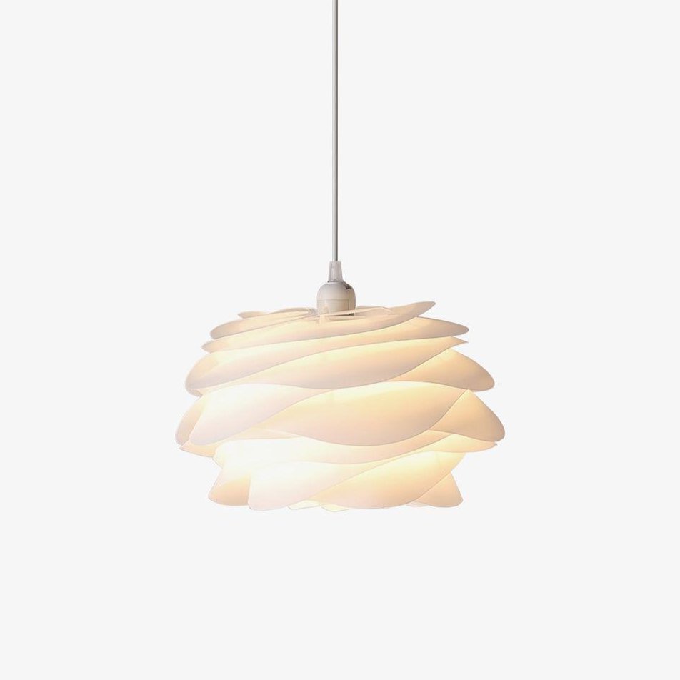 Modern White Rose Floral Pendant Light Decorative PVC Hanging Lamp for Indoor Living Spaces