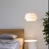 Modern White Rose Floral Pendant Light Decorative PVC Hanging Lamp for Indoor Living Spaces