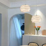 Modern White Rose Floral Pendant Light Decorative PVC Hanging Lamp for Indoor Living Spaces
