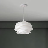 Modern White Rose Floral Pendant Light Decorative PVC Hanging Lamp for Indoor Living Spaces