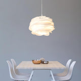 Modern White Rose Floral Pendant Light Decorative PVC Hanging Lamp for Indoor Living Spaces