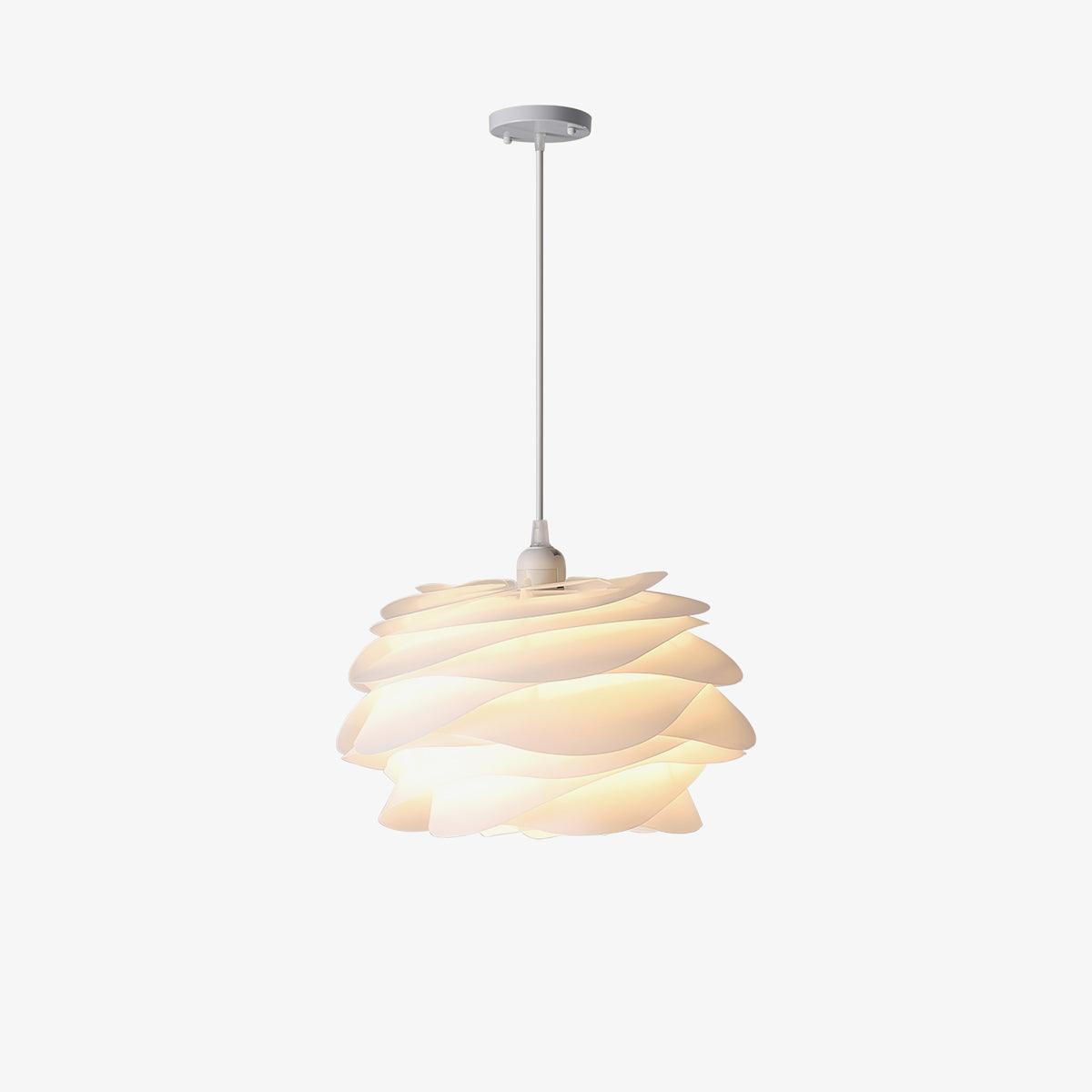 Modern White Rose Floral Pendant Light Decorative PVC Hanging Lamp for Indoor Living Spaces