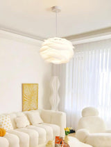 Modern White Rose Floral Pendant Light Decorative PVC Hanging Lamp for Indoor Living Spaces
