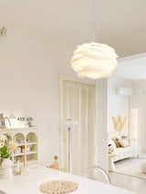 Modern White Rose Floral Pendant Light Decorative PVC Hanging Lamp for Indoor Living Spaces