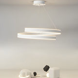 Modern White Rotating Ring LED Chandelier Nordic Style Three Step Dimming Pendant Light