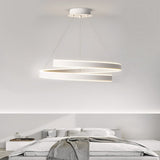 Modern White Rotating Ring LED Chandelier Nordic Style Three Step Dimming Pendant Light