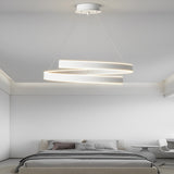 Modern White Rotating Ring LED Chandelier Nordic Style Three Step Dimming Pendant Light