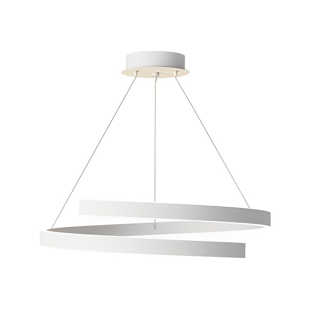 Modern White Rotating Ring LED Chandelier Nordic Style Three Step Dimming Pendant Light