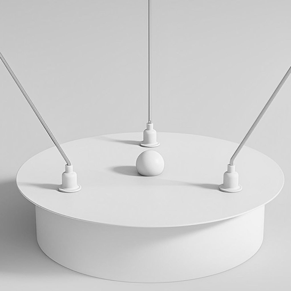 Modern White Rotating Ring LED Chandelier Nordic Style Three Step Dimming Pendant Light