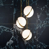 Modern White Round Semicircle Acrylic Pendant Lamp with Electroplated Iron Finish