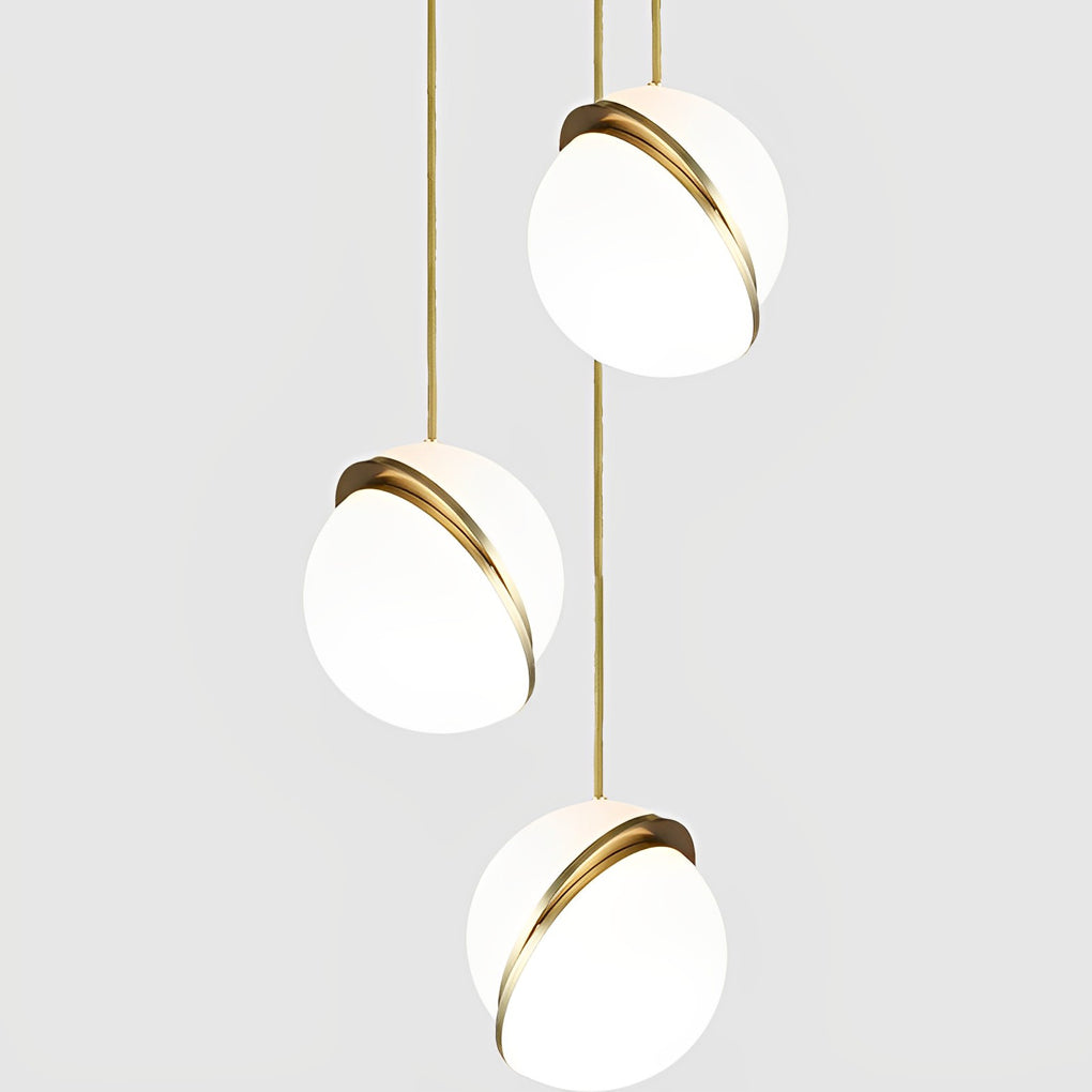 Modern White Round Semicircle Acrylic Pendant Lamp with Electroplated Iron Finish