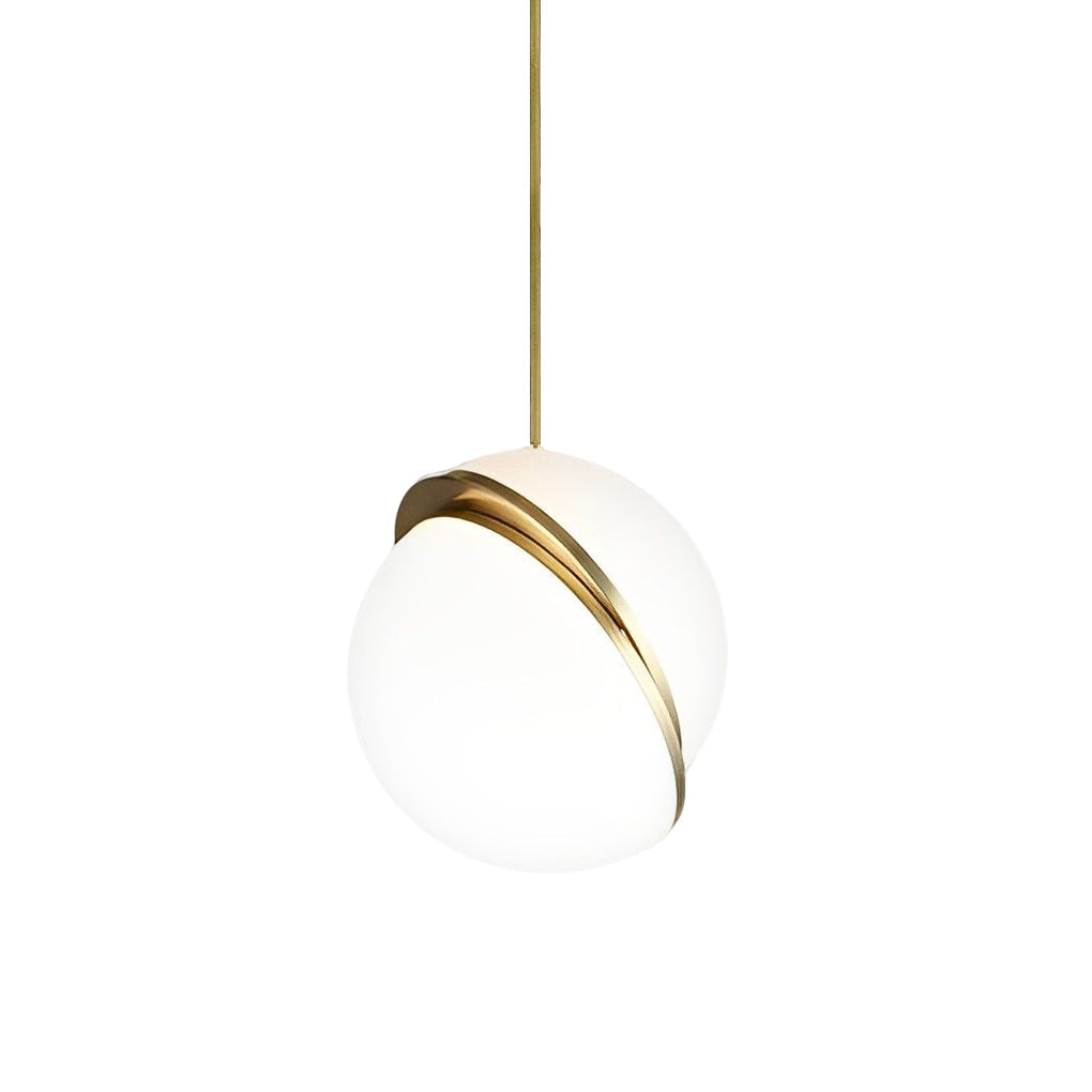 Modern White Round Semicircle Acrylic Pendant Lamp with Electroplated Iron Finish