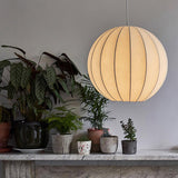 Modern White Silk Globe Pendant Light Minimalist Hanging Fixture for Living Room