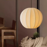Modern White Silk Globe Pendant Light Minimalist Hanging Fixture for Living Room