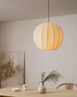 Modern White Silk Globe Pendant Light Minimalist Hanging Fixture for Living Room
