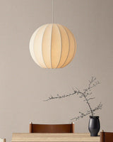 Modern White Silk Globe Pendant Light Minimalist Hanging Fixture for Living Room