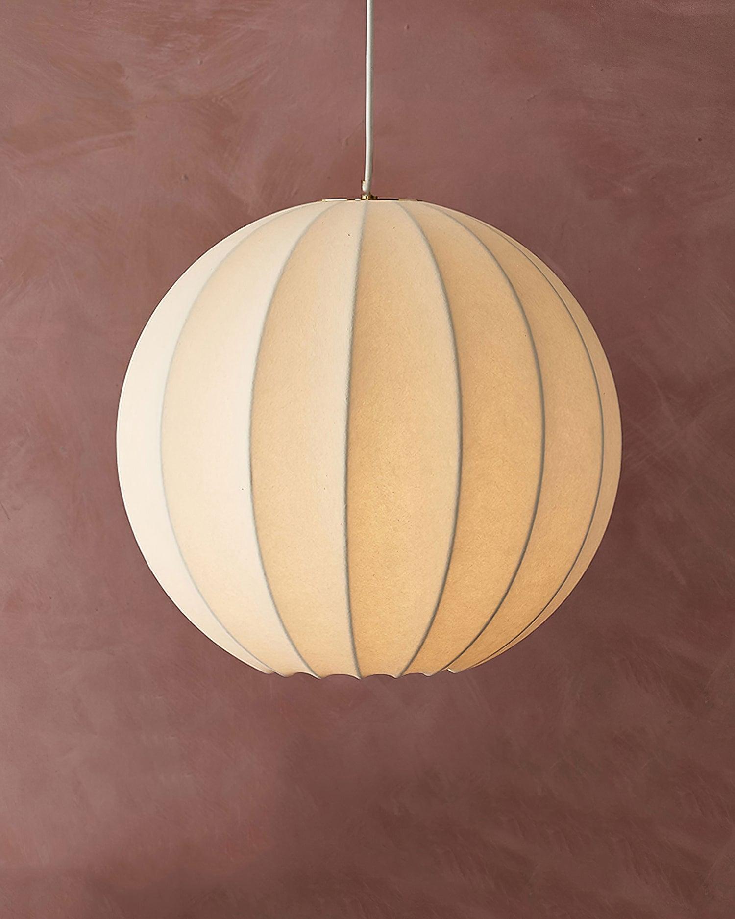 Modern White Silk Globe Pendant Light Minimalist Hanging Fixture for Living Room