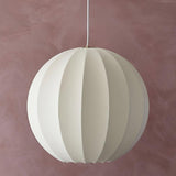Modern White Silk Globe Pendant Light Minimalist Hanging Fixture for Living Room