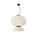 Modern White Silk Lantern Pendant Light with Oak Wood Details and Adjustable Hanging Cord