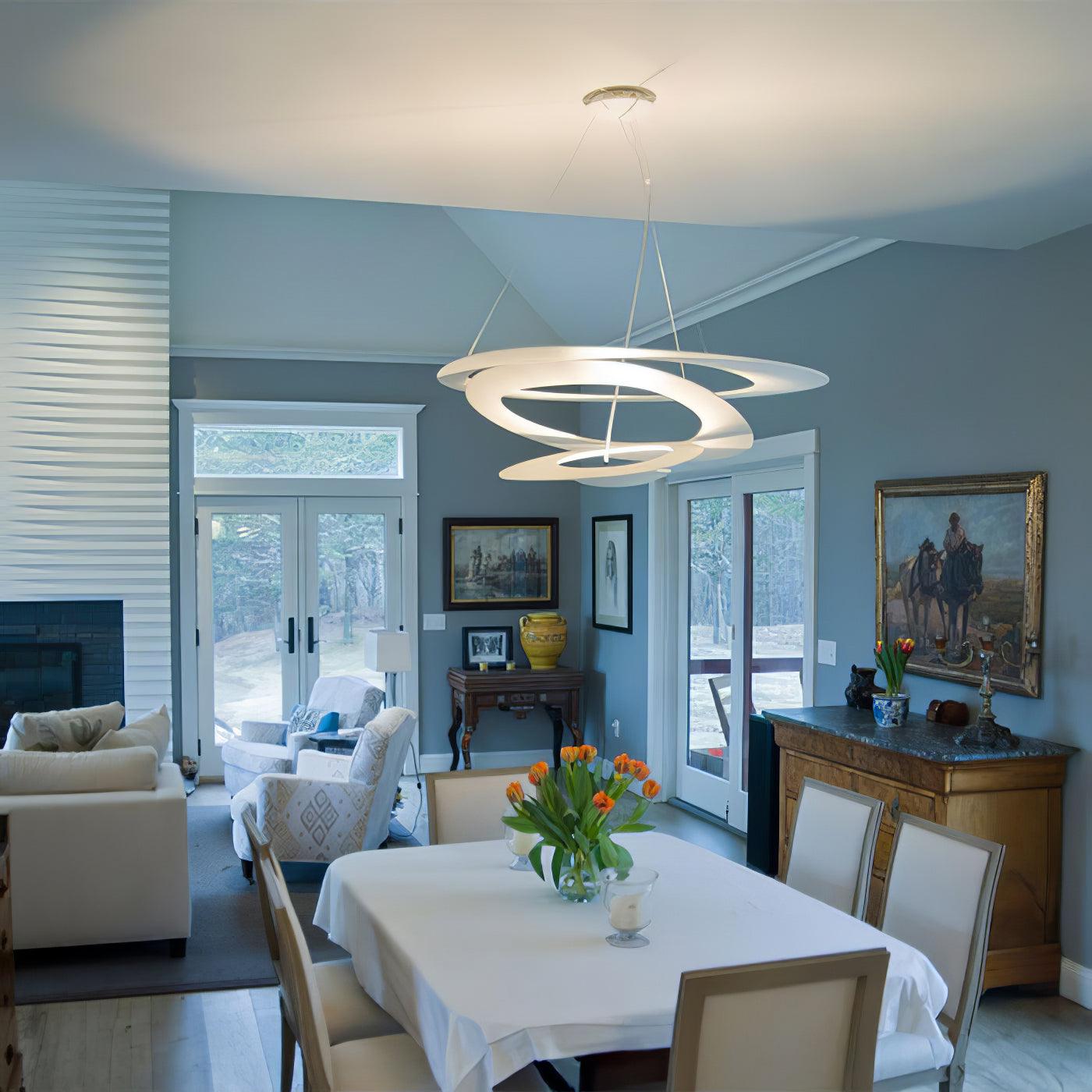 Modern White Spiral Aluminum Disc Pendant Lamp for Contemporary Interior Lighting