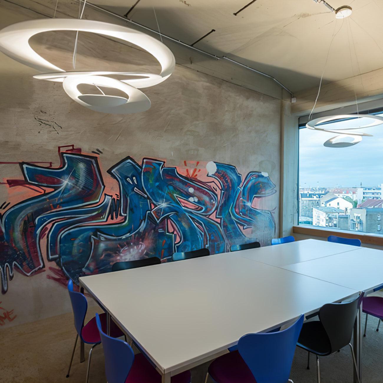 Modern White Spiral Aluminum Disc Pendant Lamp for Contemporary Interior Lighting