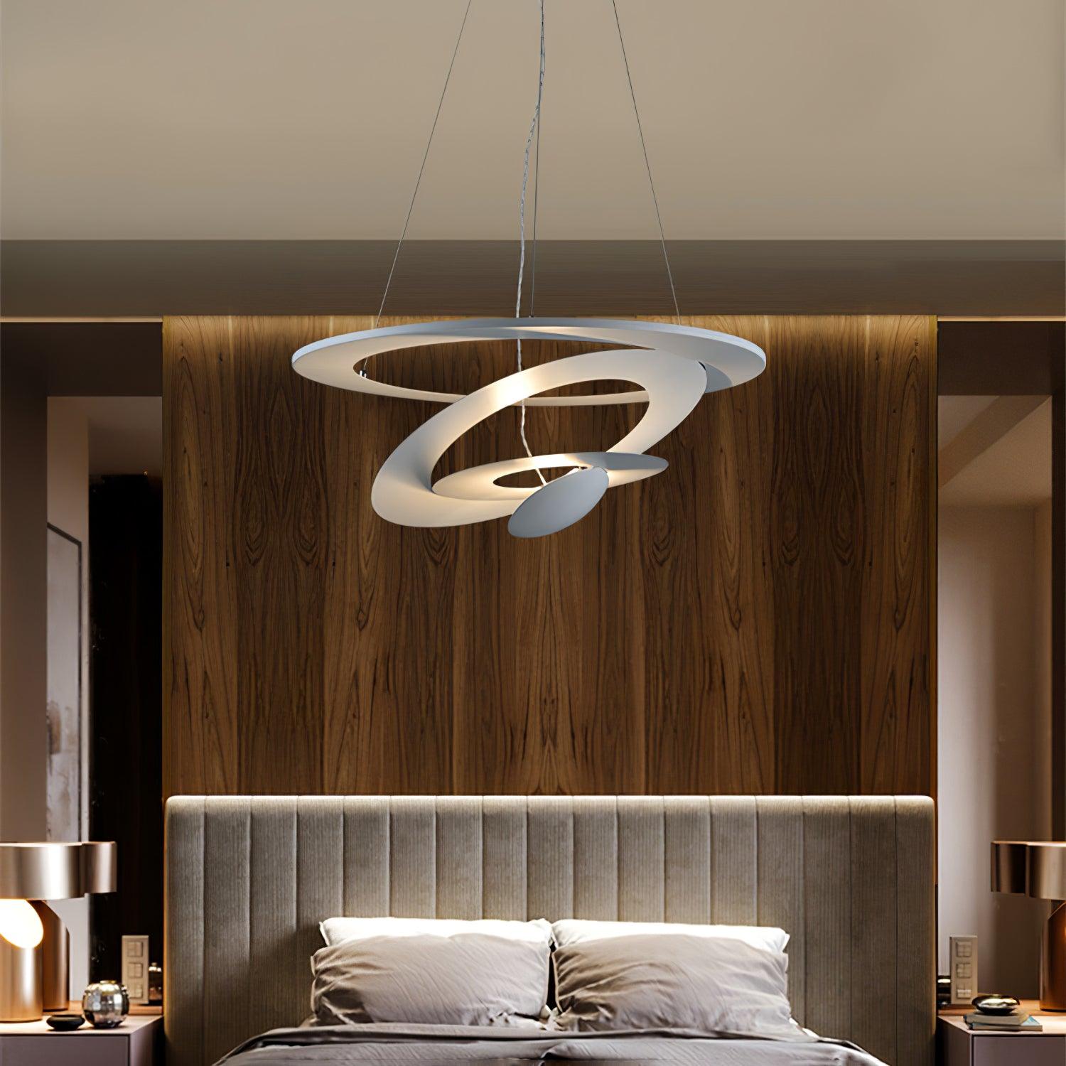 Modern White Spiral Aluminum Disc Pendant Lamp for Contemporary Interior Lighting