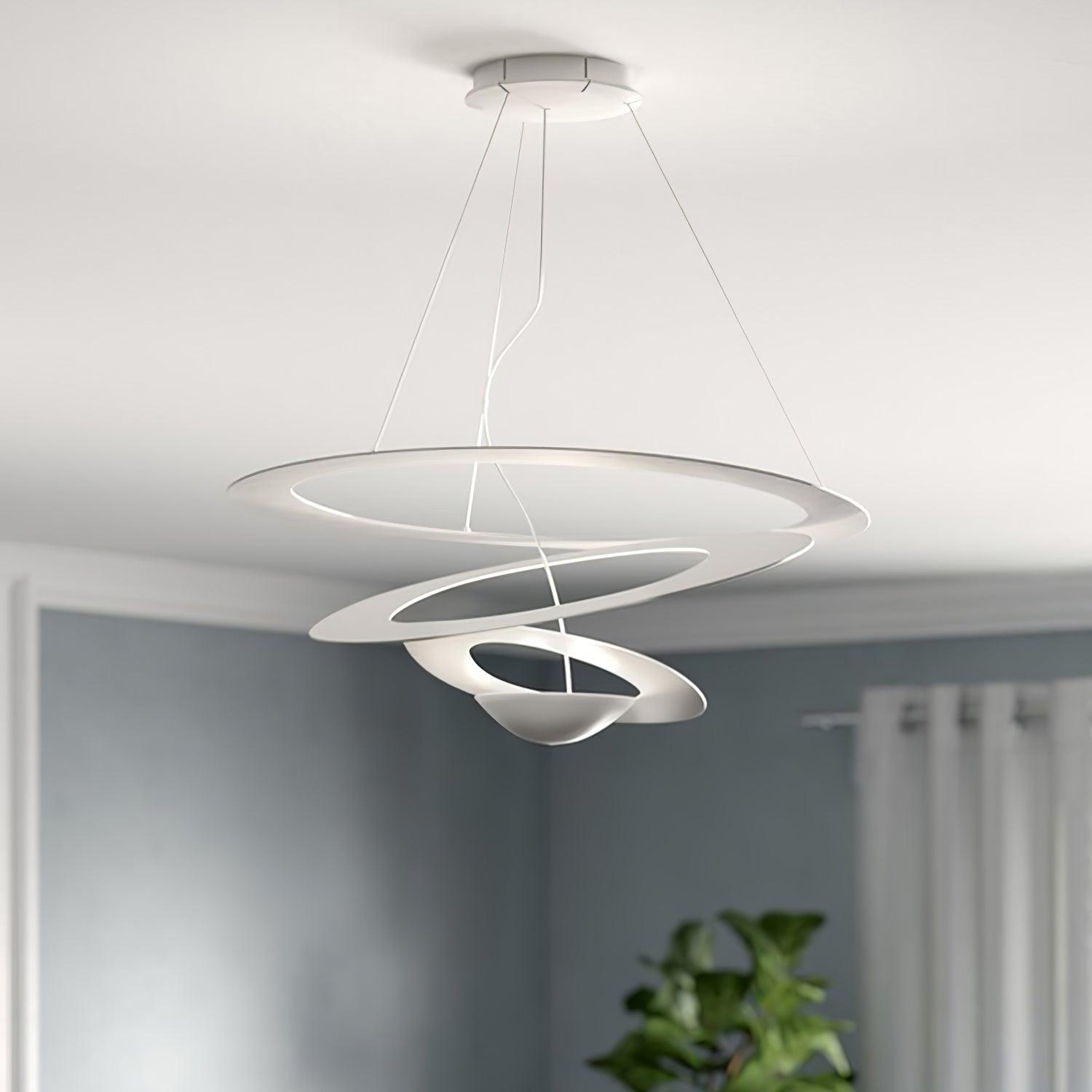 Modern White Spiral Aluminum Disc Pendant Lamp for Contemporary Interior Lighting