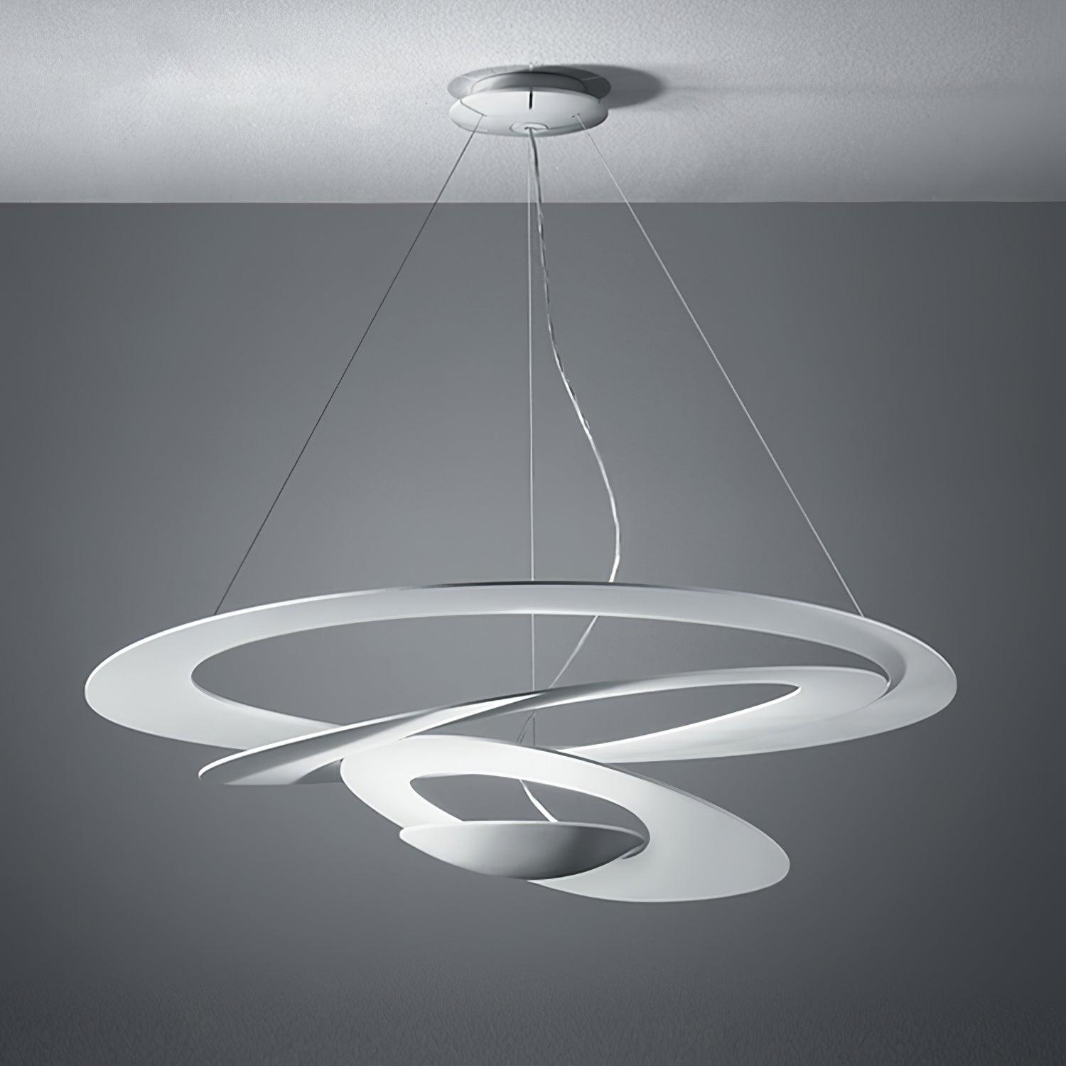 Modern White Spiral Aluminum Disc Pendant Lamp for Contemporary Interior Lighting