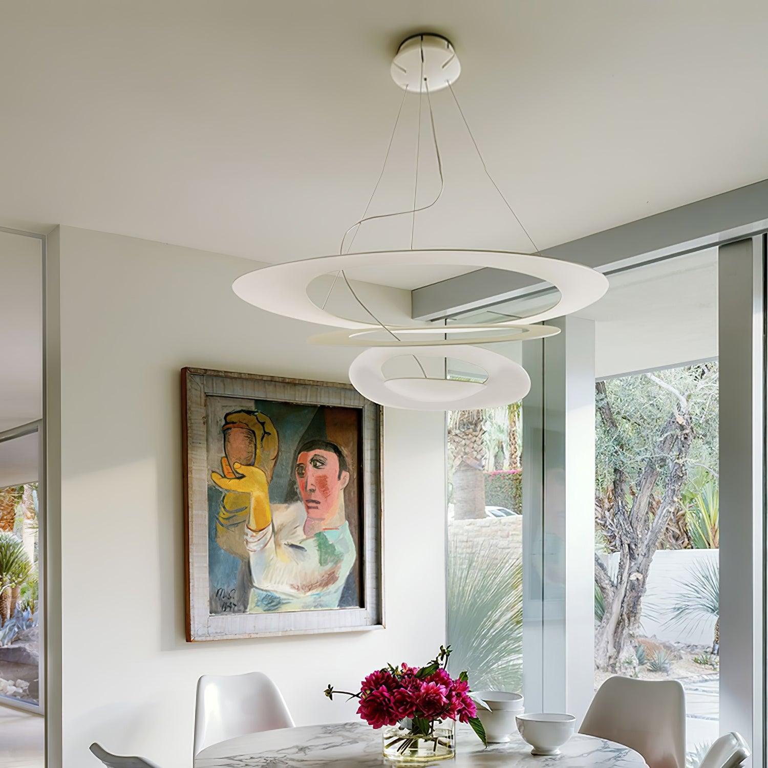 Modern White Spiral Aluminum Disc Pendant Lamp for Contemporary Interior Lighting