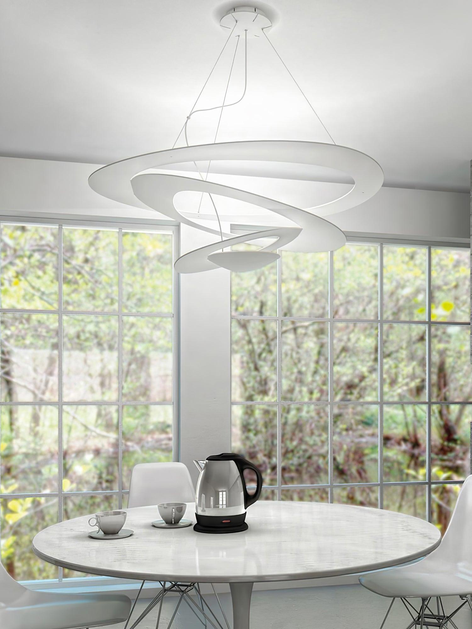 Modern White Spiral Aluminum Disc Pendant Lamp for Contemporary Interior Lighting