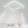 Modern White Square LED Flush Mount Ceiling Light with Two Rotating Spotlights and Dimmable Control