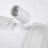 Modern White Square LED Flush Mount Ceiling Light with Two Rotating Spotlights and Dimmable Control