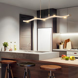 Modern White Wave Branch LED Chandelier with Stepless Dimming and Adjustable Hanging Wire for Dining Room