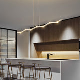Modern White Wave Branch LED Chandelier with Stepless Dimming and Adjustable Hanging Wire for Dining Room