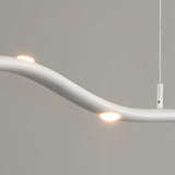 Modern White Wave Branch LED Chandelier with Stepless Dimming and Adjustable Hanging Wire for Dining Room