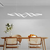Modern White Wave Spiral LED Chandelier Dimmable Linear Pendant Lighting for Dining Room
