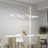 Modern White Wave Spiral LED Chandelier Dimmable Linear Pendant Lighting for Dining Room