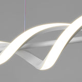 Modern White Wave Spiral LED Chandelier Dimmable Linear Pendant Lighting for Dining Room