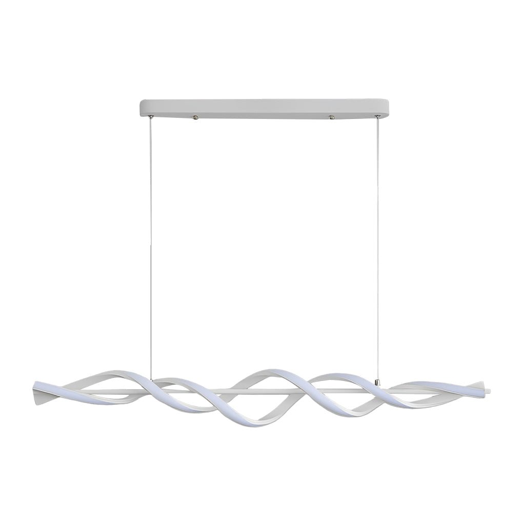 Modern White Wave Spiral LED Chandelier Dimmable Linear Pendant Lighting for Dining Room