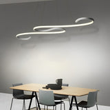 Modern White Wavy LED Chandelier Dimmable Minimalist Pendant Light for Living Room and Dining Area
