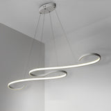 Modern White Wavy LED Chandelier Dimmable Minimalist Pendant Light for Living Room and Dining Area