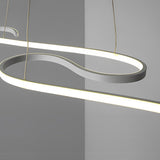 Modern White Wavy LED Chandelier Dimmable Minimalist Pendant Light for Living Room and Dining Area