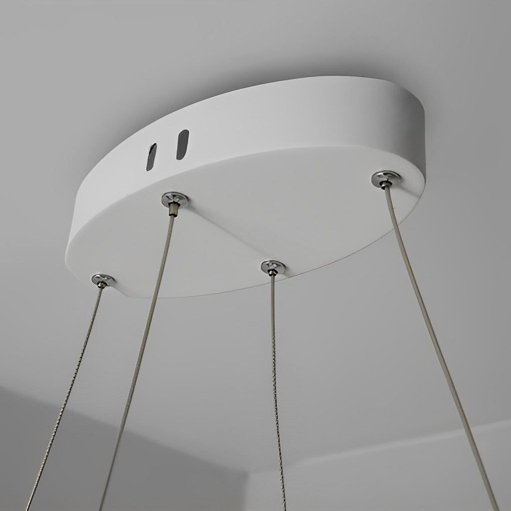 Modern White Wavy LED Chandelier Dimmable Minimalist Pendant Light for Living Room and Dining Area