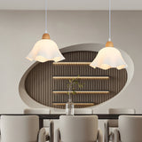 Modern White Wood and Acrylic Flower Pendant Light Nordic Style Chandelier for Home Decor
