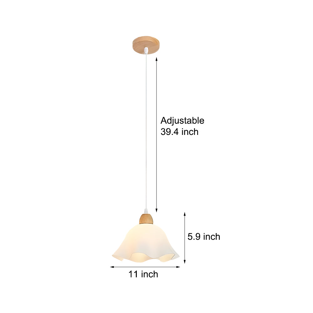 Modern White Wood and Acrylic Flower Pendant Light Nordic Style Chandelier for Home Decor