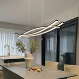 Modern Wishbone LED Linear Chandelier Large Pendant Light for Kitchen Island and Dining Room