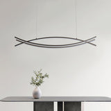 Modern Wishbone LED Linear Chandelier Large Pendant Light for Kitchen Island and Dining Room