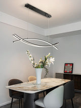 Modern Wishbone LED Linear Chandelier Large Pendant Light for Kitchen Island and Dining Room